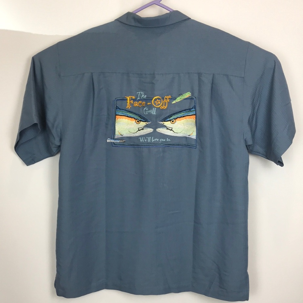 Hook & Tackle Embroidered Camp Shirt Large